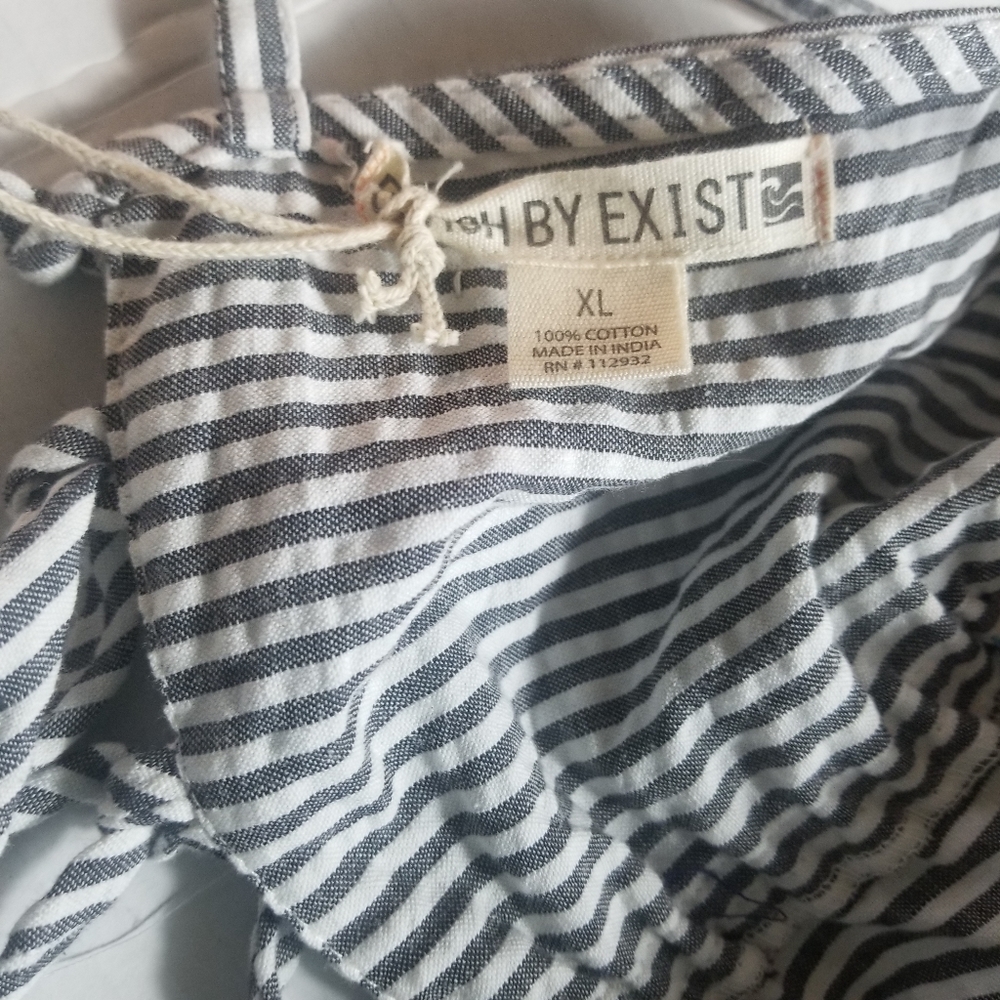 NWT BEACH BY EXIST GRAY AND WHITE STRIPED DRESS SIZE XL WITH ADJUSTABLE STRAPS - Picture 3 of 9